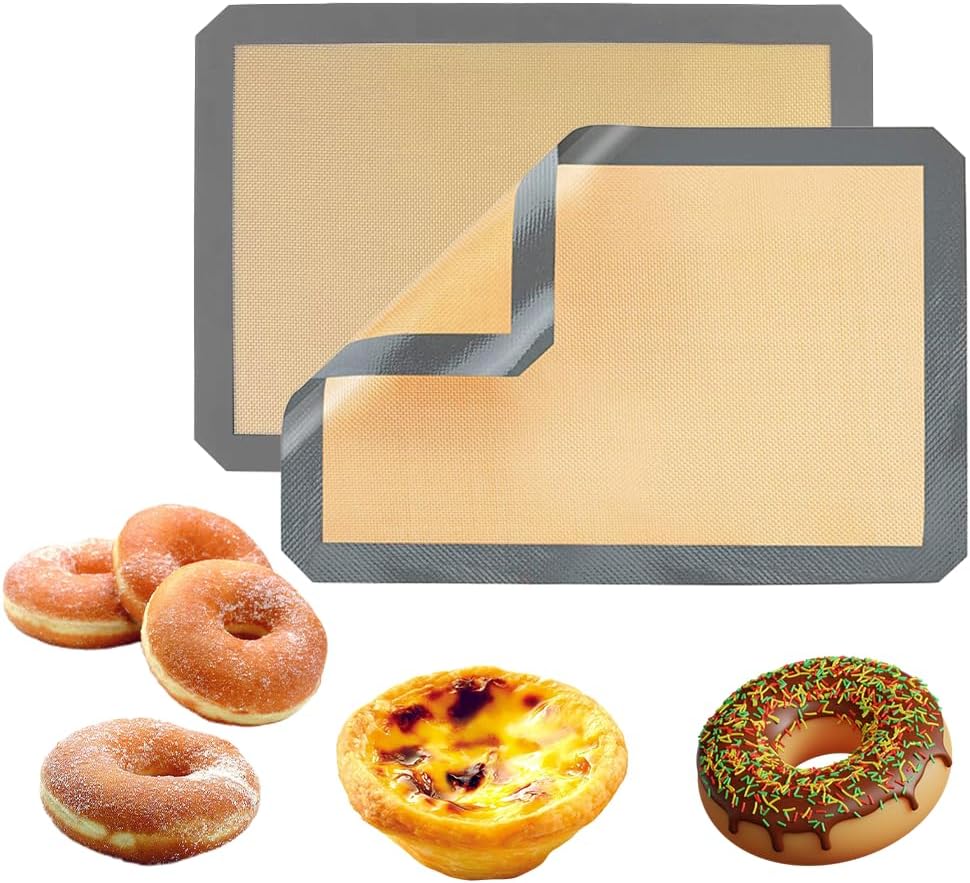 2 alfombrillas de silicona para hornear alimentos, alfombrilla de silicona segura para hornear, alfombrilla antiadherente para hornear pan, bandeja