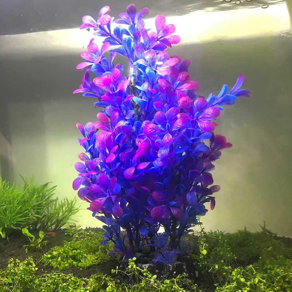 M-bay Plantas de acuario moradas, decoraciones artificiales de acuario, 1 planta de plástico para pecera