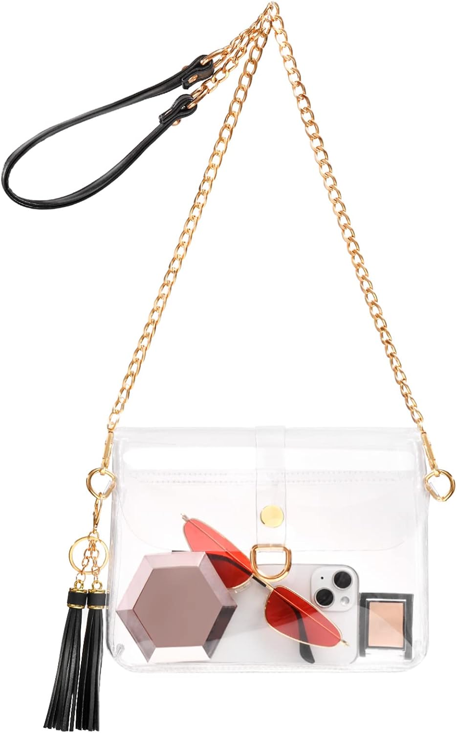 HULISEN Clear Purse, Clear Bag Stadium Approved for Women, PU Leather Transparent Crossbody Bag for Concert, Sport Event