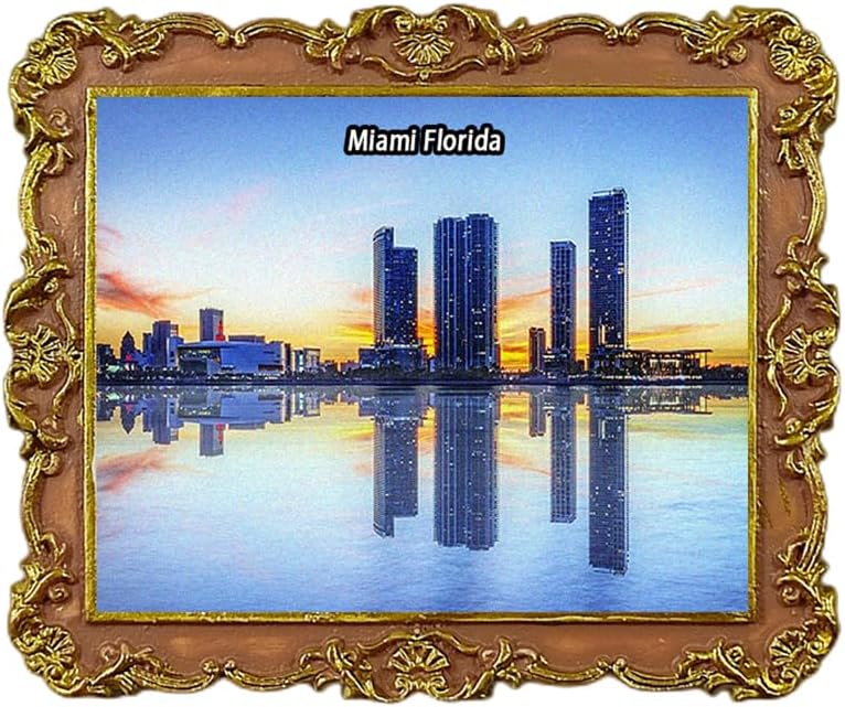 Miami Florida USA – Imán para refrigerador 3D, recuerdo de viaje, decoración de nevera, etiqueta engomada magnética, colección artesanal