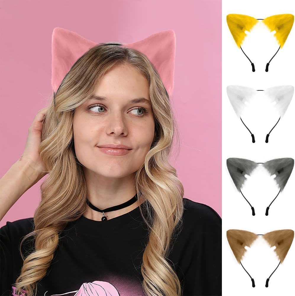 Diadema de orejas de lobo de gato de zorro, diadema de orejas peludas de Halloween, Halloween, Navidad, disfraces de gato, fiesta de cosplay para