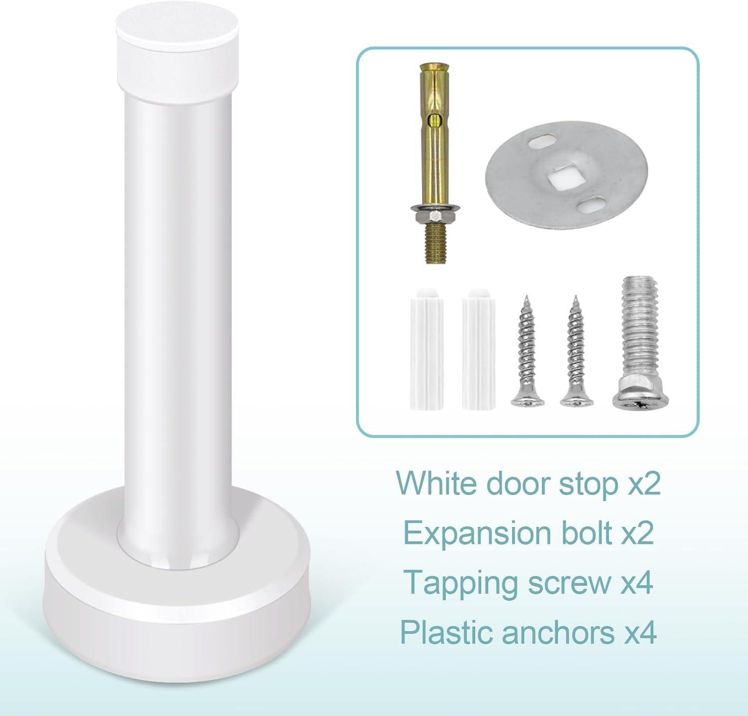 Topes de puerta blancos de 3.5 pulgadas, topes de puerta modernos de acero inoxidable con puntas de parachoques de puerta amortiguadoras de sonido,