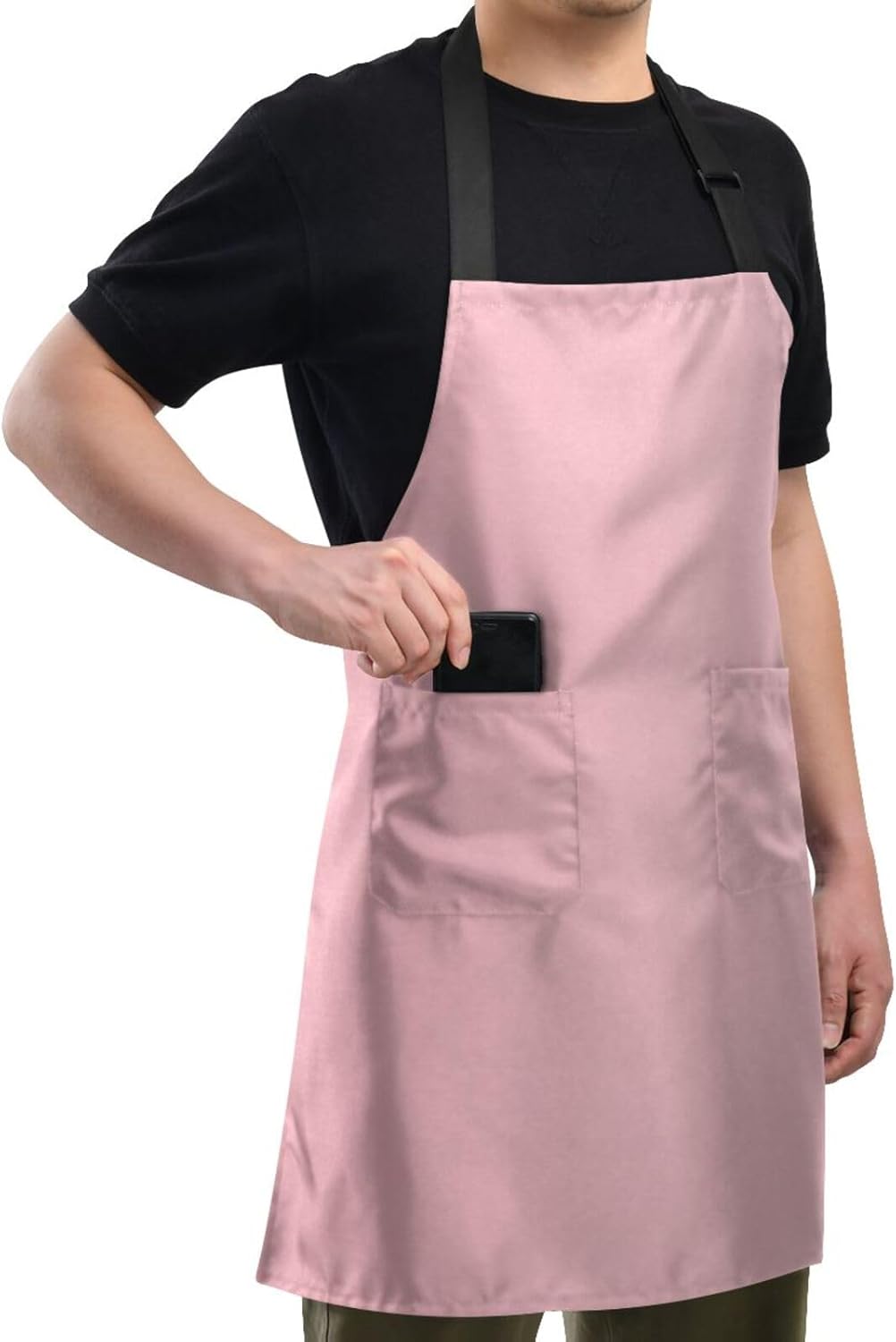 RPLIFE Delantales redondos impermeables para mujeres, delantales para hombre para asar a la parrilla, delantales de cocina para hombres con