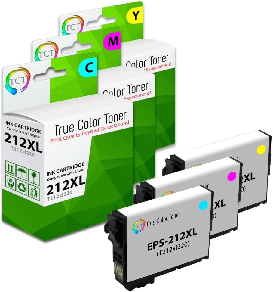 TCT Cartucho de tinta de repuesto de alta calidad compatible para impresoras Epson 212XL de alto rendimiento con Epson Workforce Wf-2830 Wf-2850,
