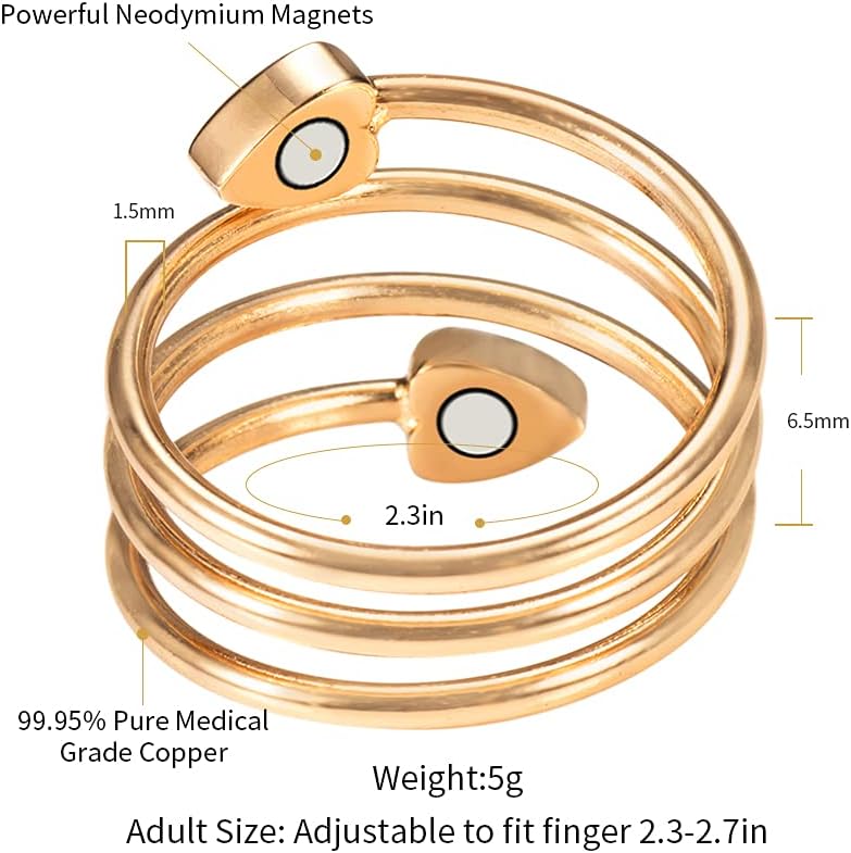 EnerCoppeX Anillos de cobre para mujer para artritis y articulaciones, anillos de terapia magnética para hombre, anillo de cobre curativo, anillo de