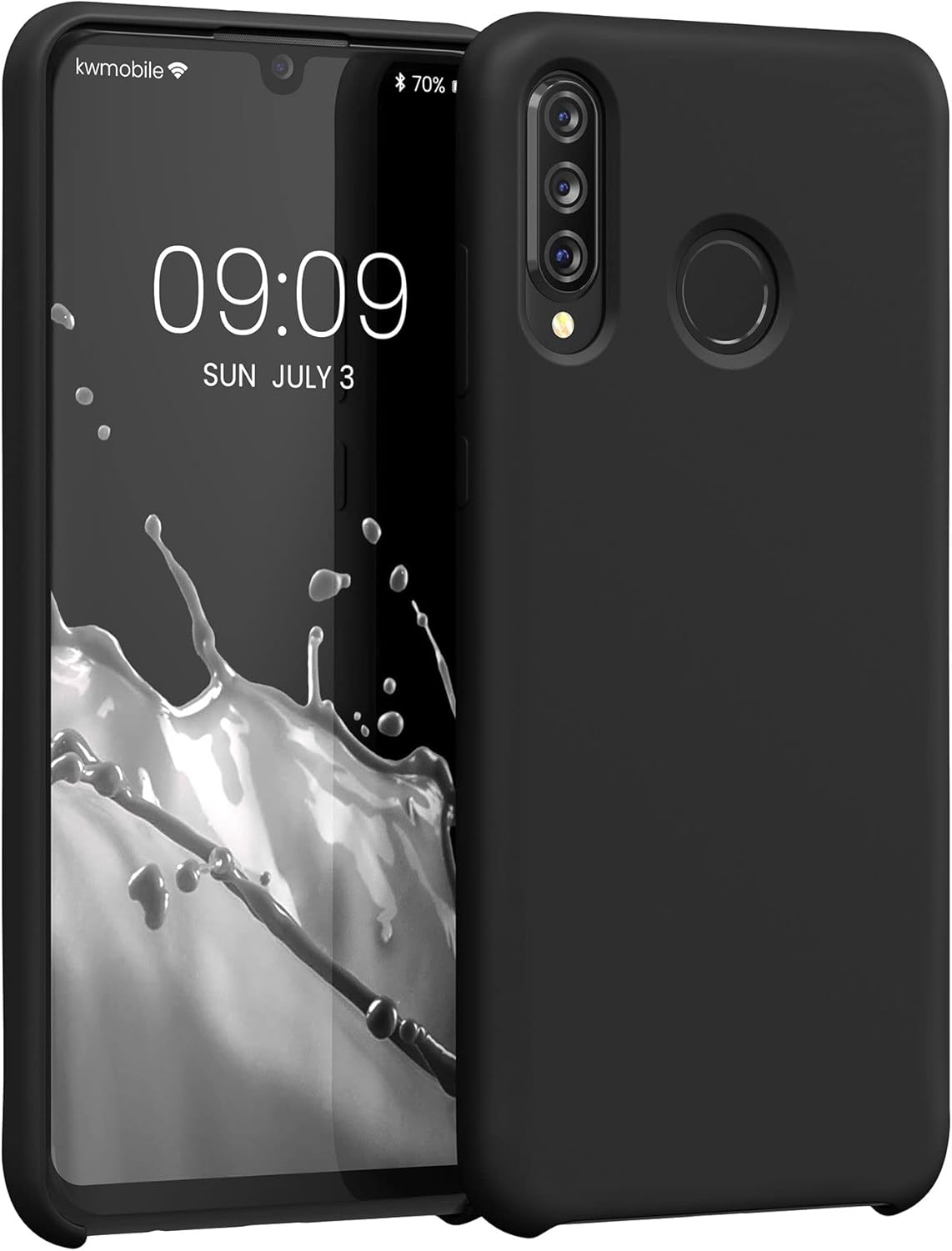 kwmobile Funda compatible con Huawei P30 Lite – Funda de silicona TPU con acabado suave – Negro