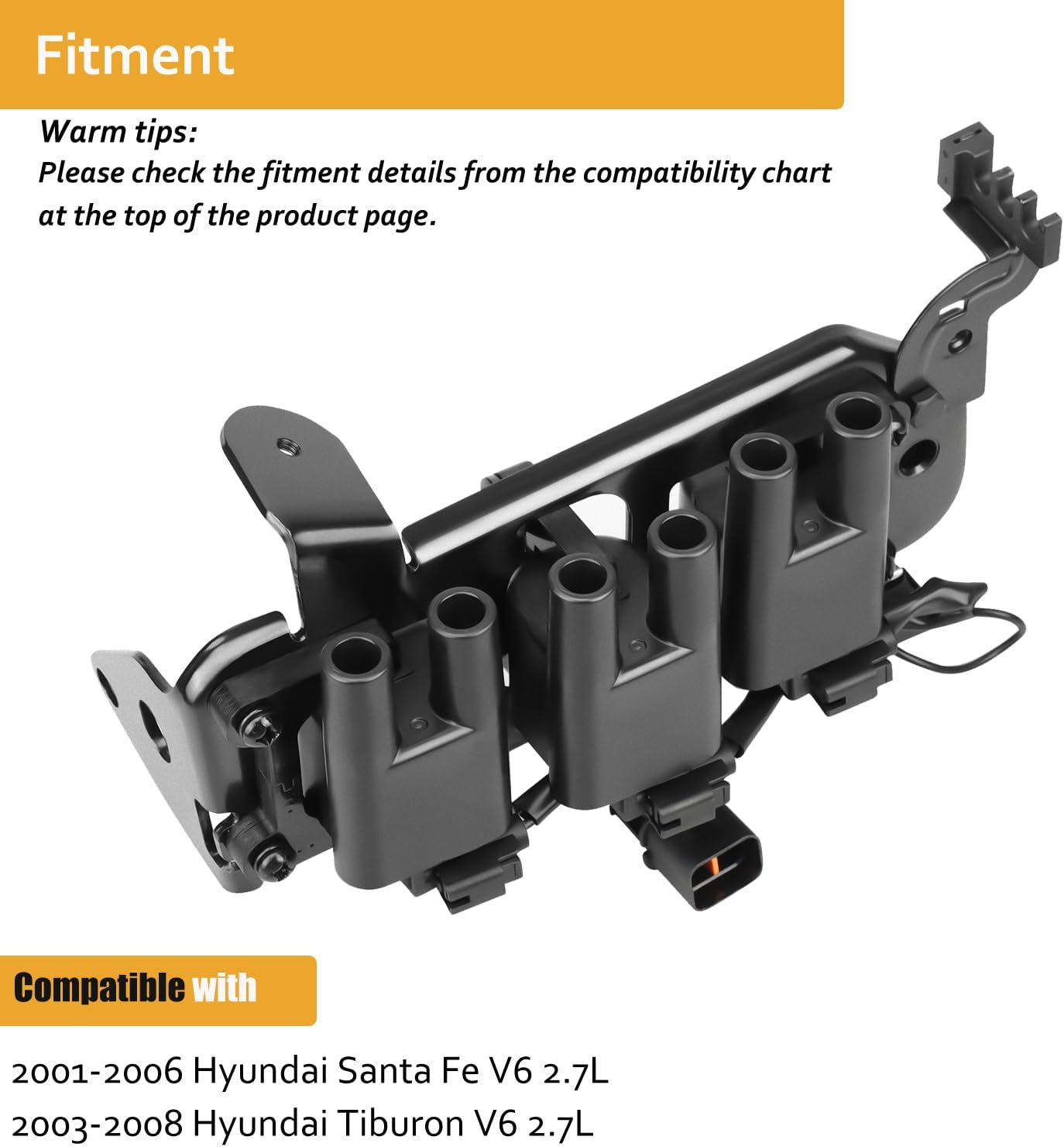 NPAUTO Paquete de bobinas de encendido compatible con V6 2.7L 2.7 2.7 2001 2002 2003 2004 2005 2006 Hyundai Santa Fe 2003-2008 Hyundai Tiburon