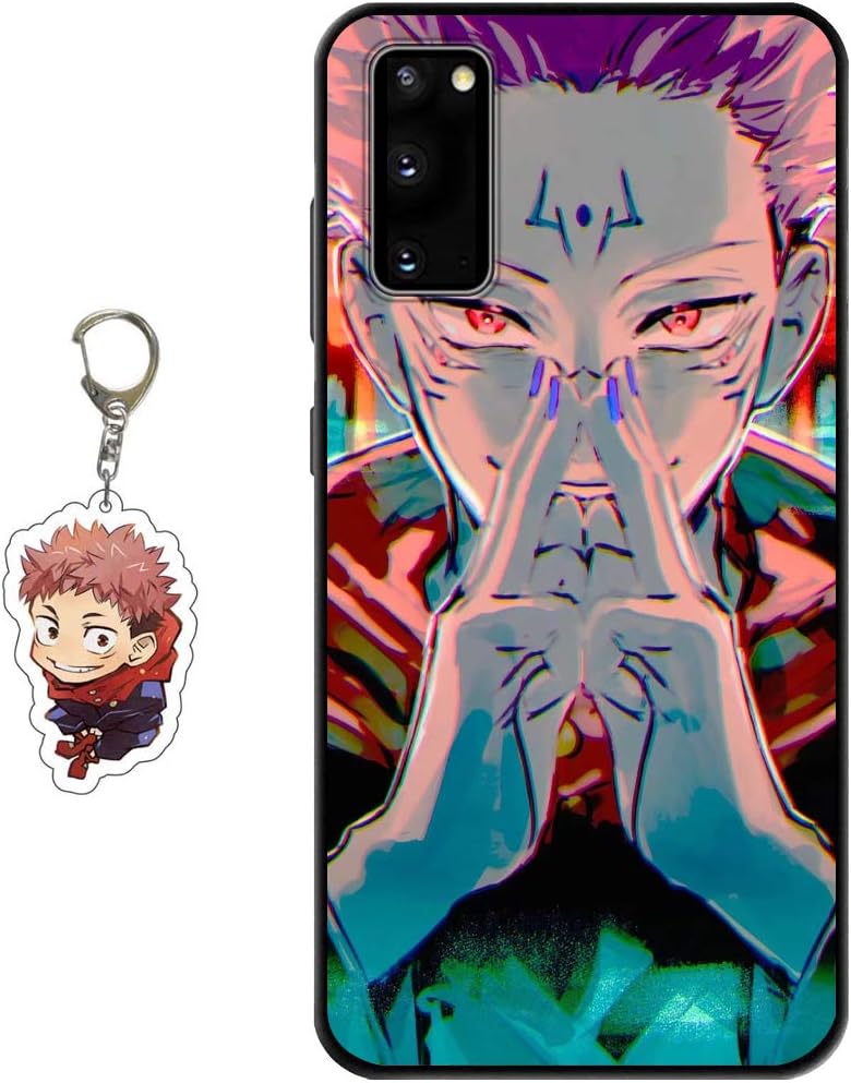 Funda compatible con Samsung Galaxy S20 con diseño de anime con llavero de figura Itadori Yuji, funda de silicona suave TPU animación genial para