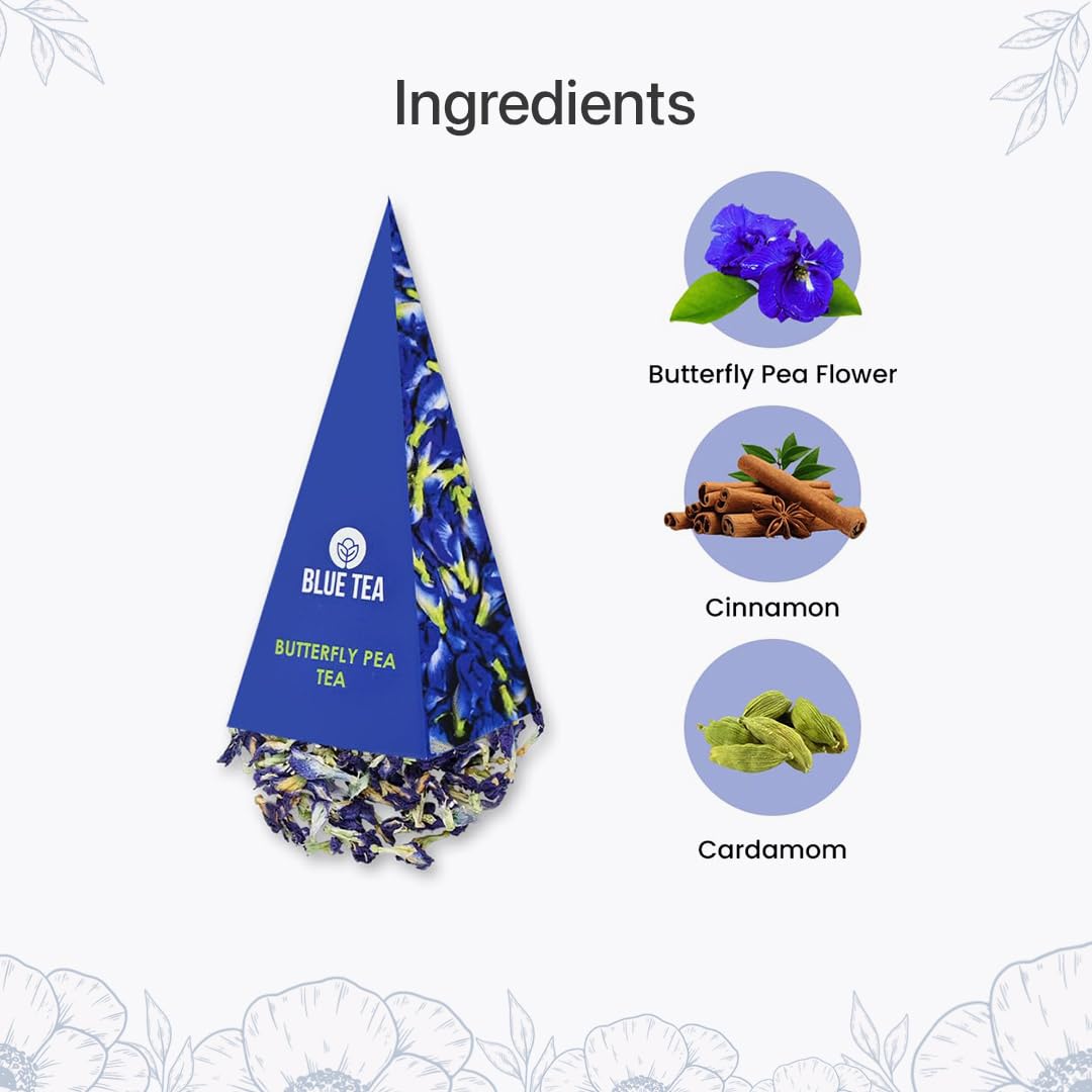 BLUE TEA – Regalo de té Chai Masala Butterfly Pea  Regalo de hierbas  El mejor regalo para cualquier ocasión – Sin cafeína – Regalo a base de flores