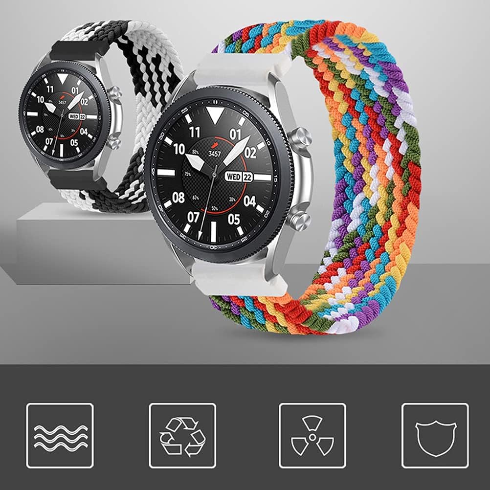 ALMNVO Paquete de 3 correas elásticas de nailon trenzado de 0.787in para Samsung Galaxy Watch 5 de 1.575in, 1.732in, 5 Pro de 1.772in, 0.157in,