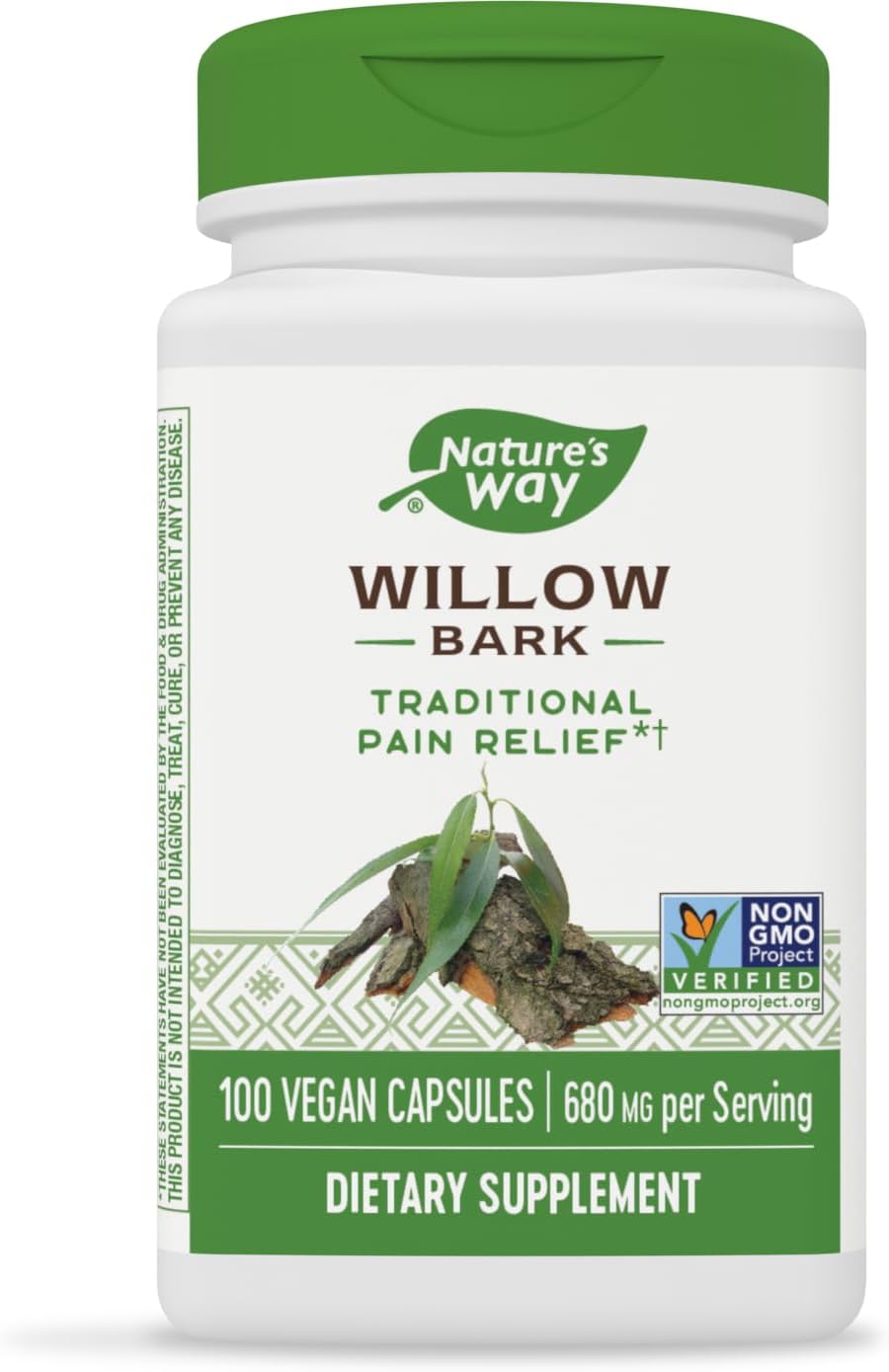 Nature’s Way Corteza de sauce, alivio tradicional de las molestias debido a un sobreesfuerzo ocasional*, proyecto verificado sin OMG, 680 mg por