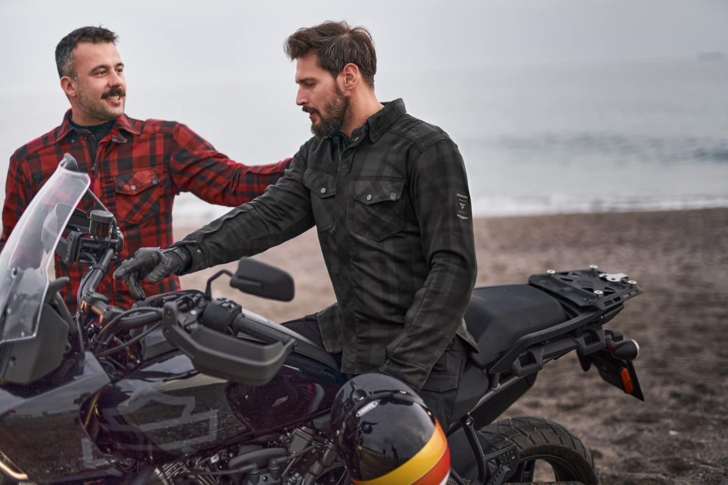 SHIMA RENEGADE MEN 2 Camisa de motocicleta para hombre  Chaqueta de franela de motociclista a cuadros blindados con fibra QL  Aramida y capa de