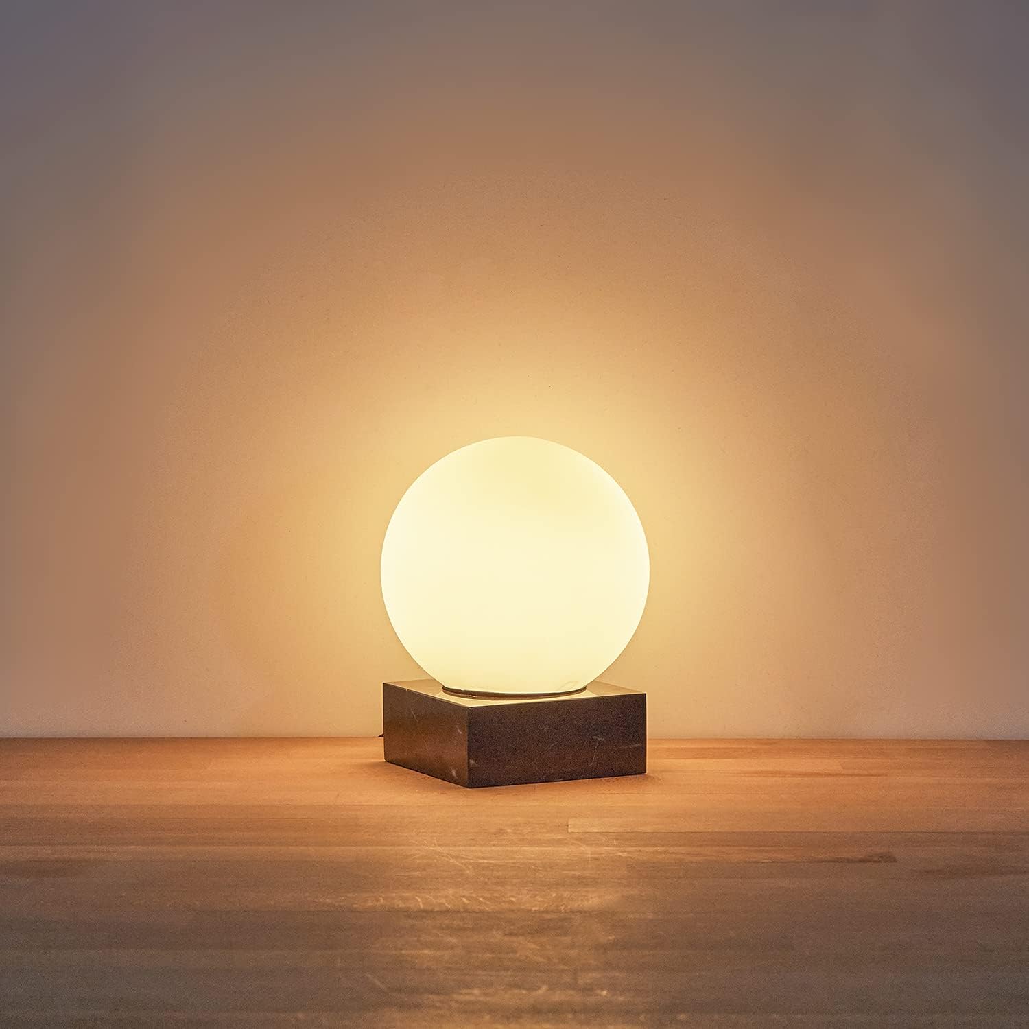 FLORNIA Lámpara de mesa industrial moderna, lámpara de escritorio única con pantalla de vidrio y base de mármol para dormitorio, sala de estar,