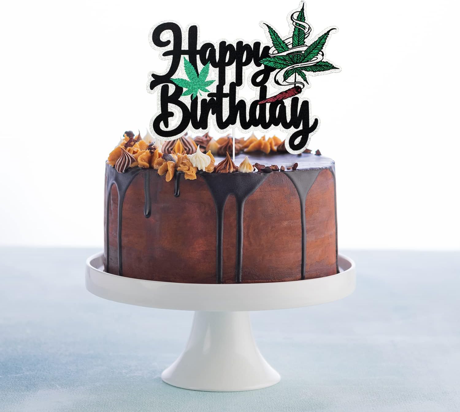 Decoración para tarta de cumpleaños con hojas de maceta  Decoración para tarta de cumpleaños con texto en inglés Have a Dope  Decoraciones de