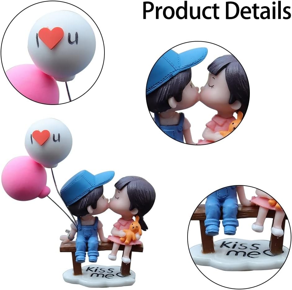 Adorno de pareja de automóvil, lindo beso para decoración de tablero de instrumentos, mini globo de automóvil, figura de muñeca para automóvil,