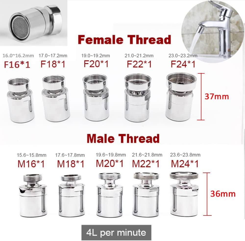 Adaptador de filtro de aireador de grifo giratorio de 360 grados para fregadero de cocina, cabezal de grifo, adaptadores de boquilla, pieza de
