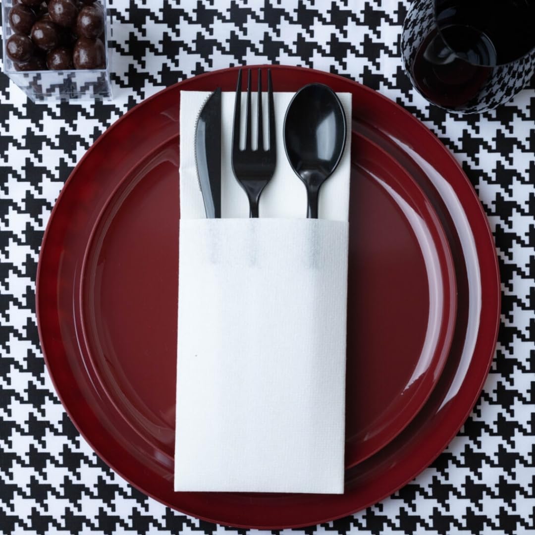 Blue Sky Edge Collection – Platos de plástico rojo arándano de 6.3 pulgadas, 10 unidades, vajilla desechable elegante y resistente para fiestas,