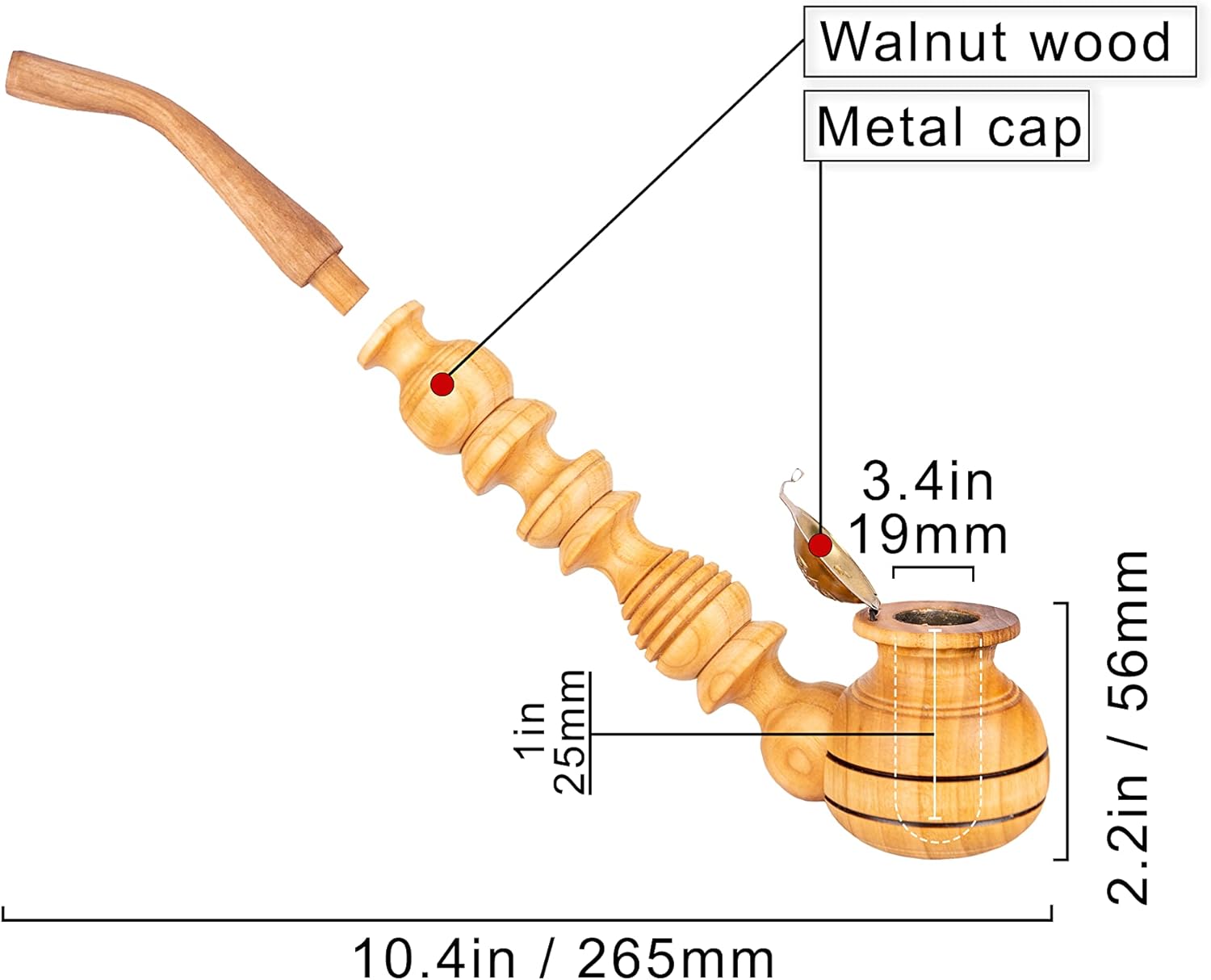 Dr. Watson – Pipas de tabaco de madera, con forma de Churchwarden, hechas a mano con madera natural