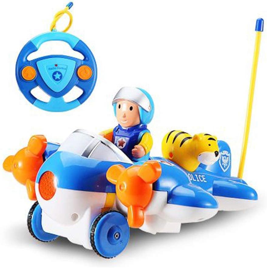PowerTRC Avión de control remoto de dibujos animados para niños con piloto extraíble y animal