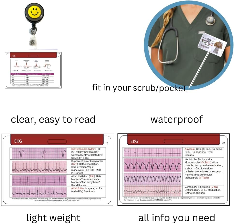 Juego de tarjetas de identificación de referencia para estudiantes de enfermeríaACLS para lecturaACLS – ACLS, BLS, RCP, goteos cardíacos,
