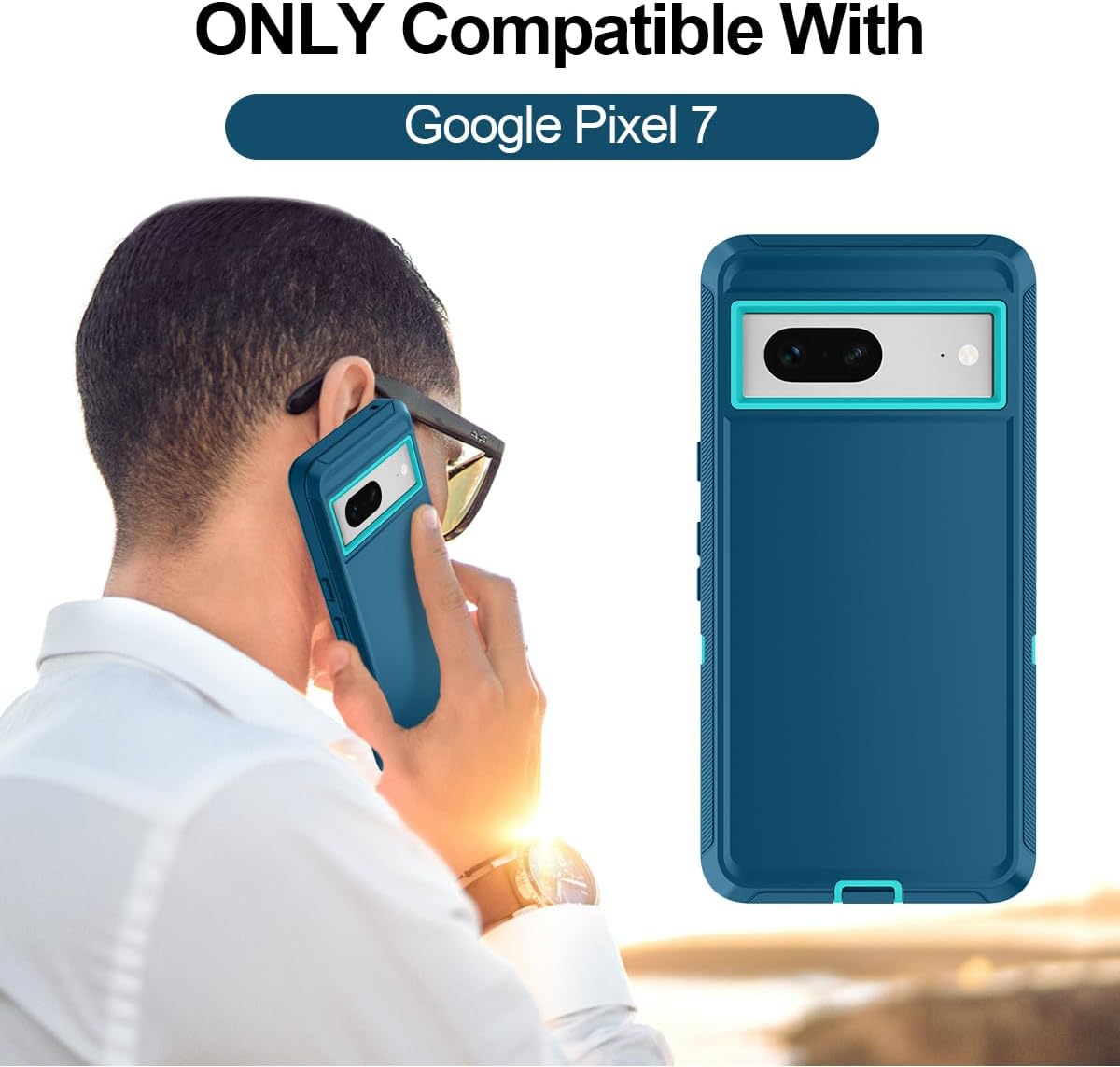 I-HONVA Funda para Google Pixel 7 con 2 protectores de pantalla + 2 protectores de lente de cámara, resistente a prueba de golpes, 3 capas,