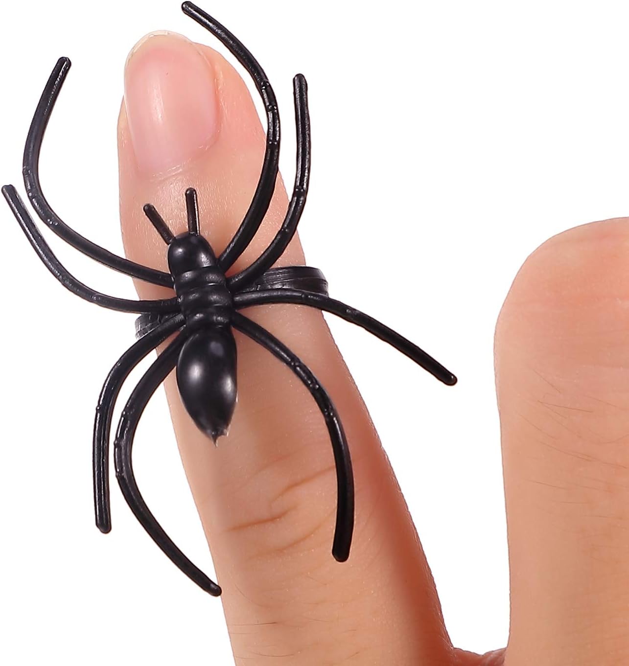 120 anillos de araña, anillos de Halloween para niños, decoración de cupcakes de araña de plástico a granel para niños, accesorios de disfraz de