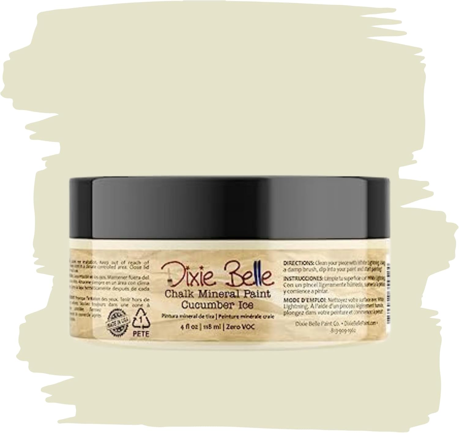 Dixie Belle Paint Company Pintura para muebles con acabado de tiza, hielo de pepino (4 onzas), pintura mineral a tiza verde sutil mate  Pintura