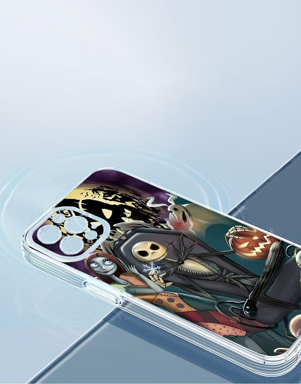 Funda para teléfono de Halloween Nightmare compatible con iPhone 15 Horror Skellington Christmas Side Striped Soft Jack a prueba de golpes