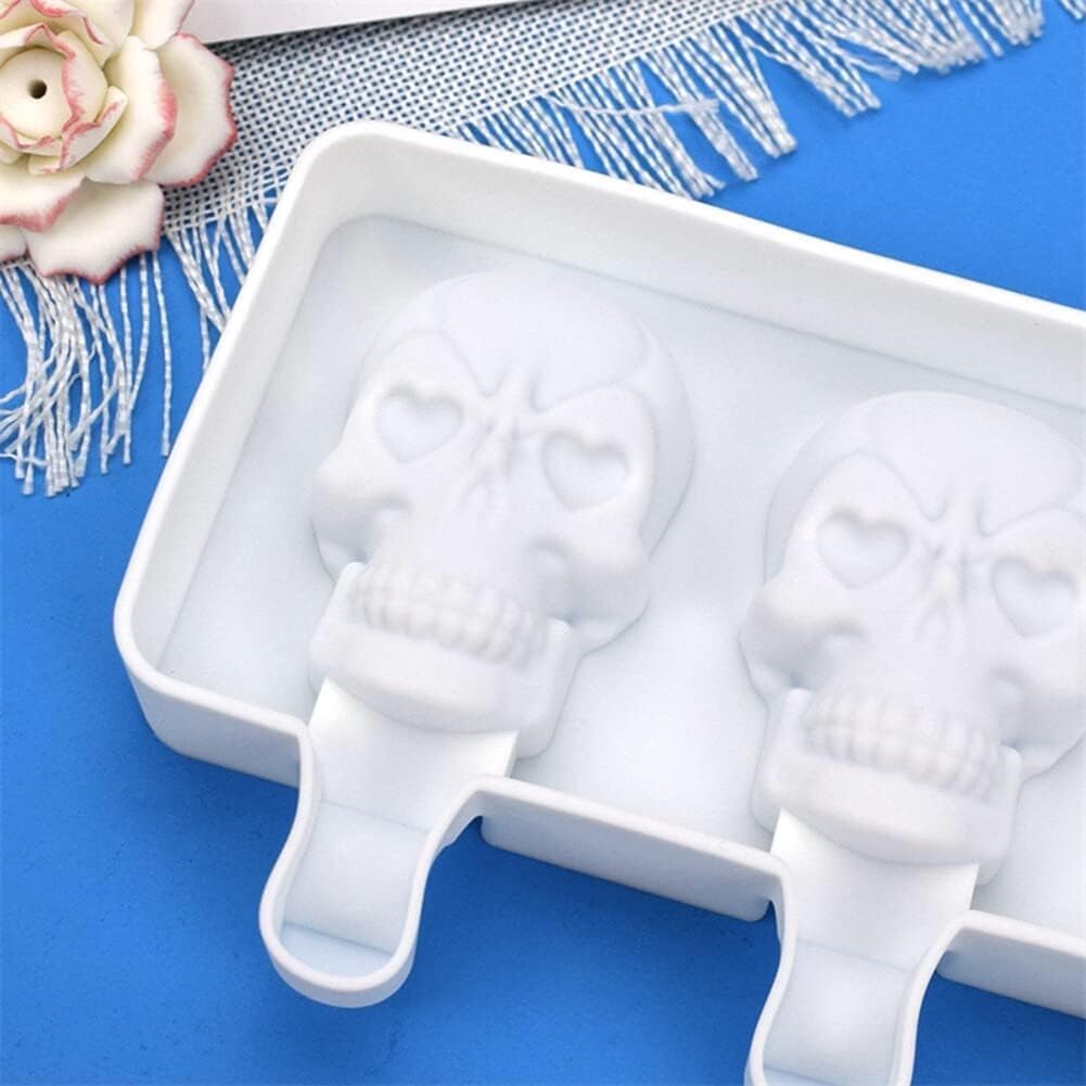 1 paquete de moldes para paletas con forma de calavera de Halloween, moldes de silicona para paletas de hielo de 6 cavidades para niños y adultos,