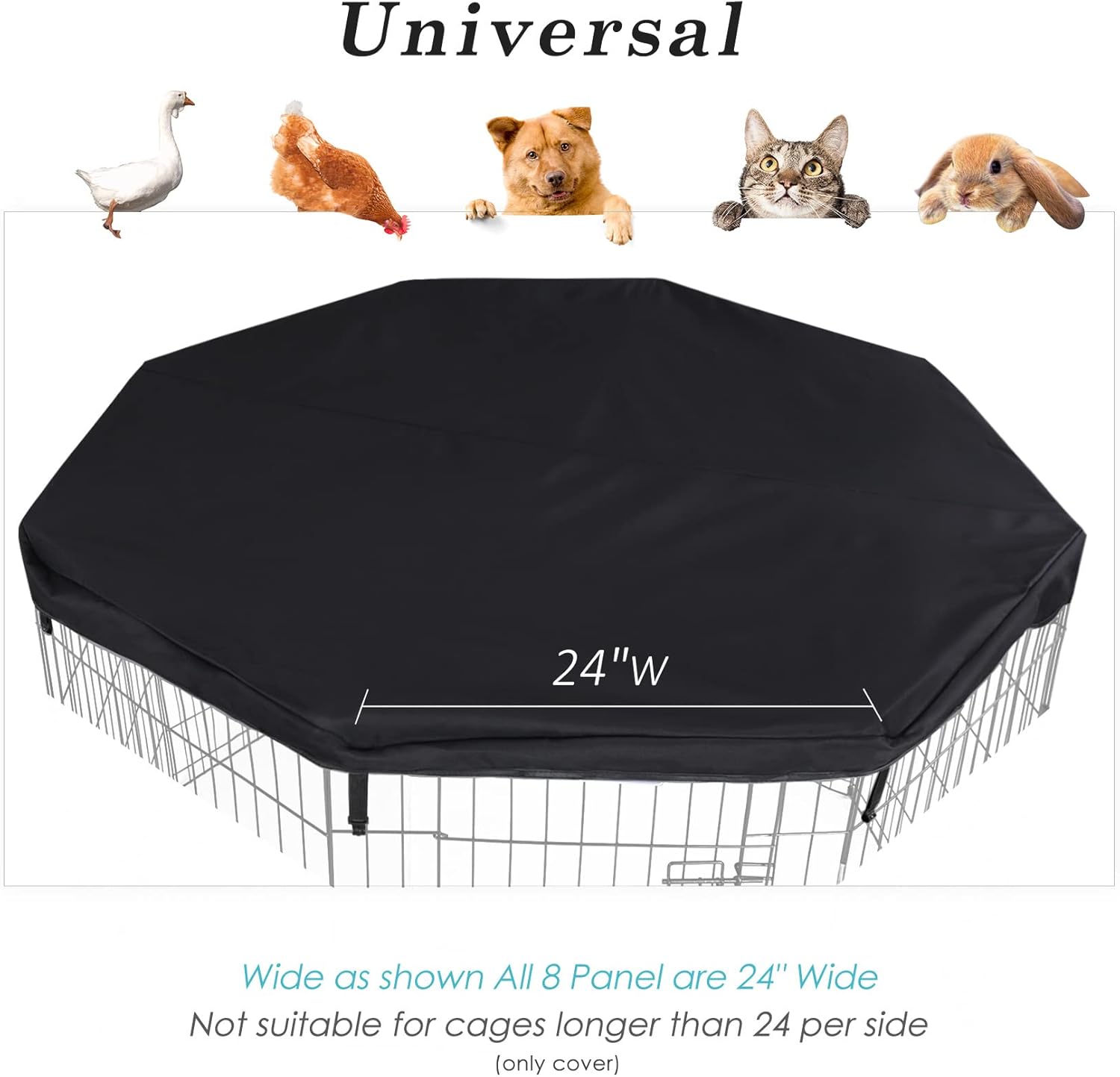 HiCaptain Cubierta superior para corralito de mascotas para uso en interiores y exteriores, a prueba de escapes y protector de parasol para corrales