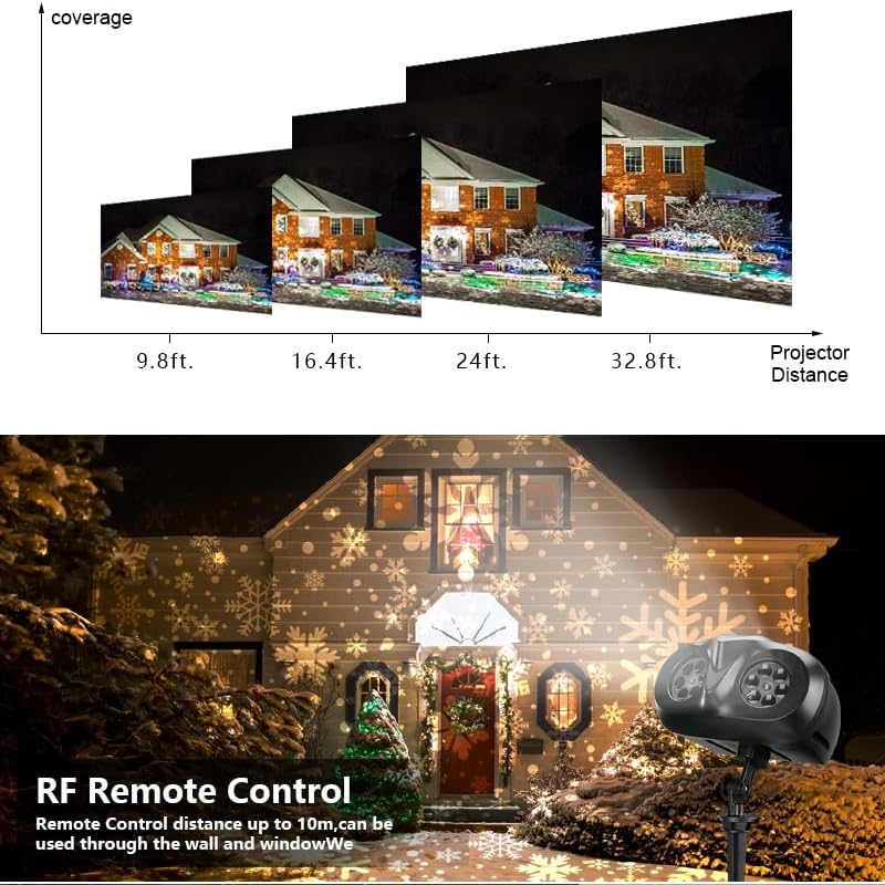 VanSmaGo Proyector LED de copo de nieve de doble cabeza mejorado, IP65 impermeable, rotación de 180, fácil instalación, gran rango de proyección,