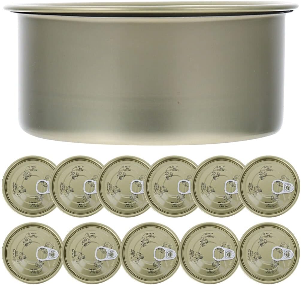 Luxshiny Cali – 12 latas autosellables con tapa a presión, contenedor de alimentos rellenable, redondo, vacío, latas de atún para pescado, dulces,
