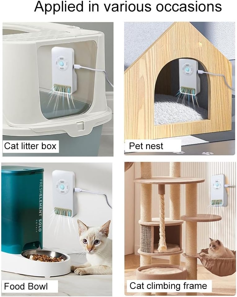 Desodorizador de arena para gatos con enchufe para el hogar, purificador de aire para mascotas, limpieza profunda de ozono para reducir los olores