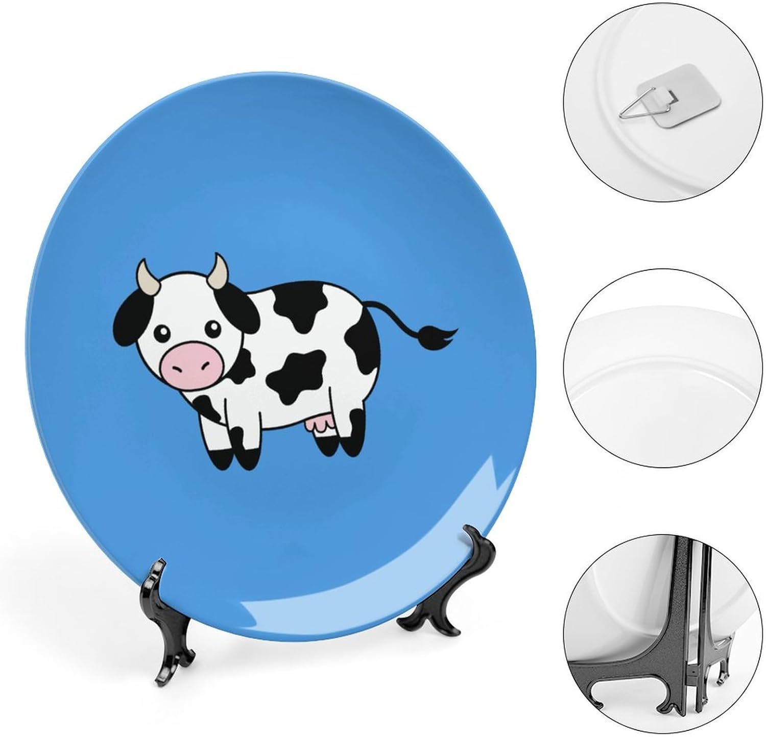 Lindo hueso de vaca China placa decorativa personalidad cerámica cena plato artesanía con soporte de exhibición
