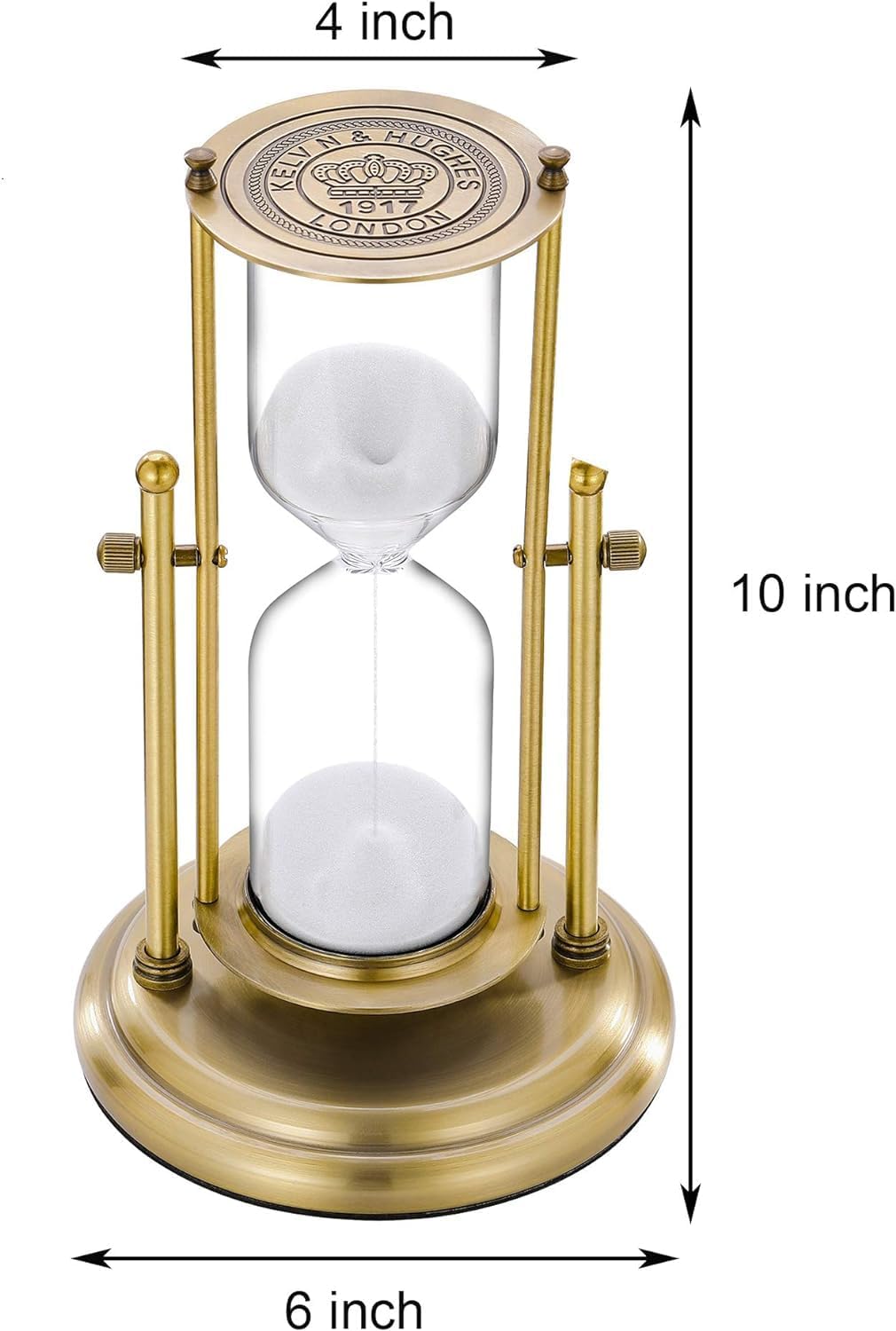 Reloj de arena antiguo de 60 minutos  Temporizador de arena giratorio de 360  Reloj de arena de latón grande  Reloj de arena blanca  Vidrio de metal