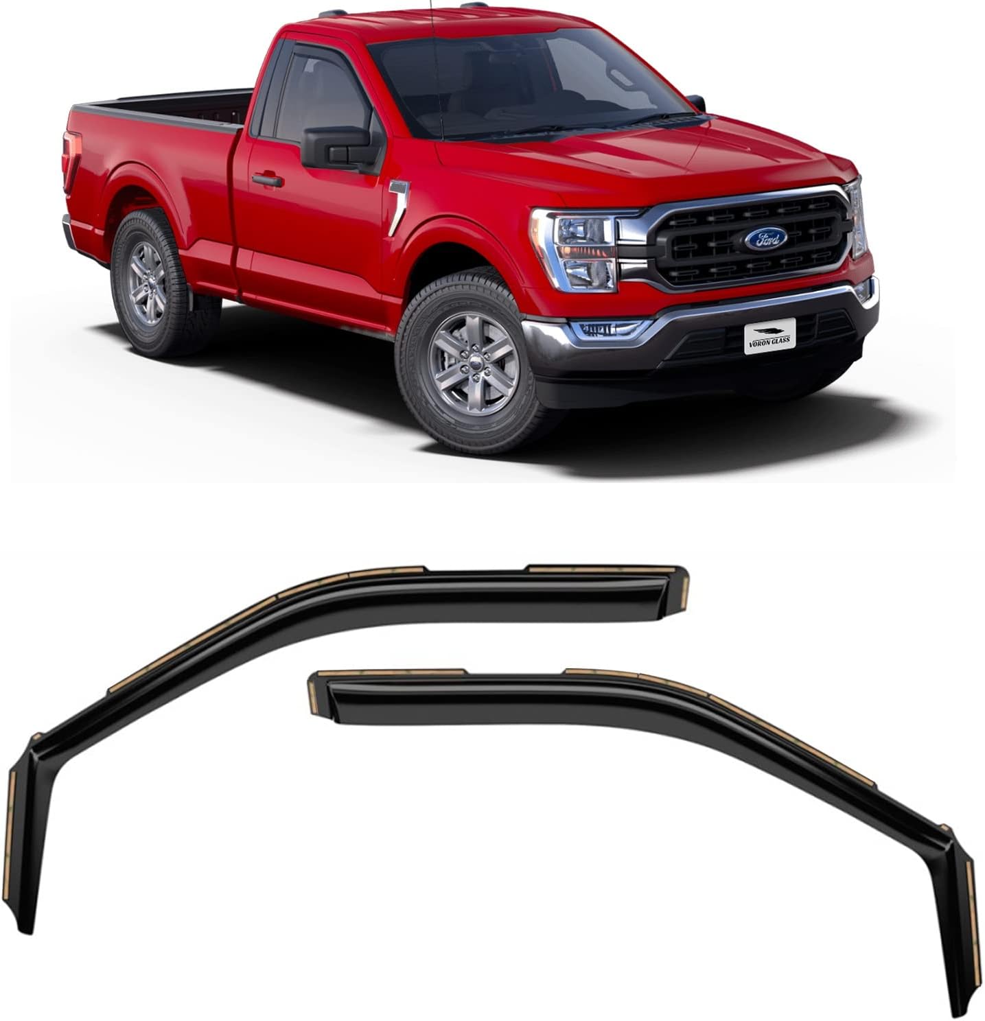 Voron Glass Protectores de lluvia extra duraderos en canal para Ford F150 2021-2024 Regular CabSuperCrewSuperCab, deflectores de ventana, viseras de