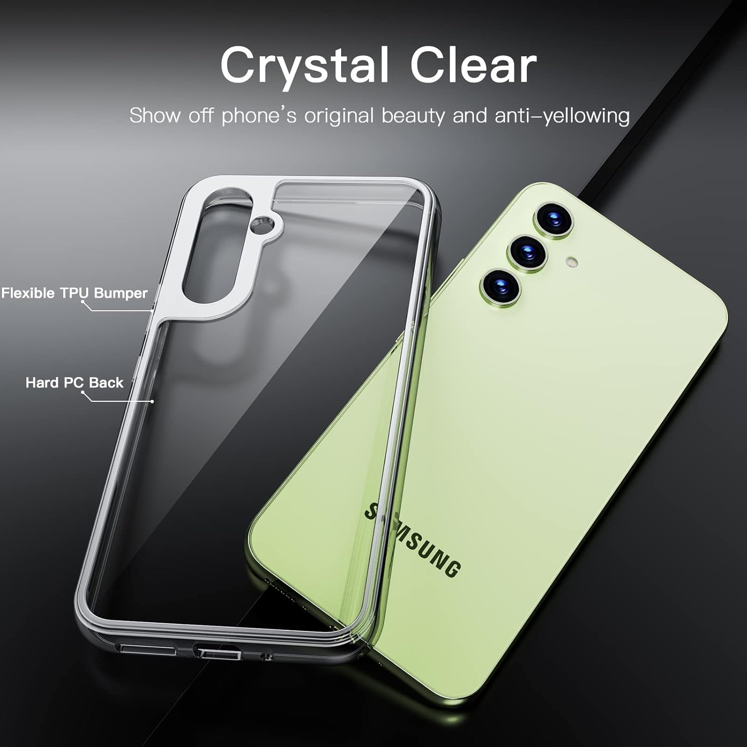 JETech Funda para Samsung Galaxy A54 5G de 6.4 pulgadas, no amarillenta a prueba de golpes, funda protectora para teléfono, parte trasera de