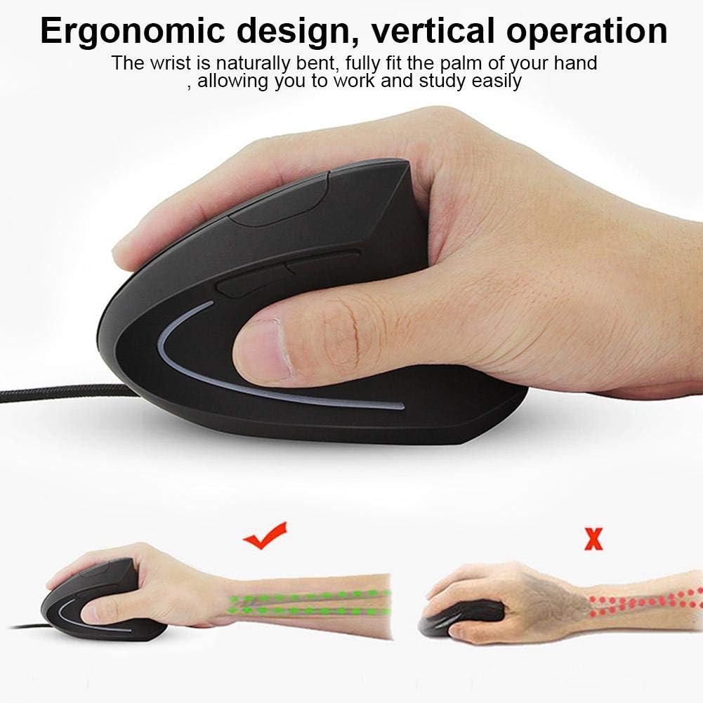 Sanpyl Ratón óptico vertical 6D, diseño ergonómico, 800120020003200 DPI USB LED ajustable, ratones para juegos con cable, para Windows