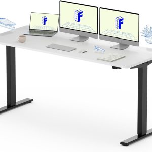 FLEXISPOT Escritorio eléctrico de altura ajustable, marco de escritorio de acero resistente con teclado inteligente automático (marco negro + 2 FLEXISPOT Escritorio eléctrico de altura ajustable, marco de escritorio de acero resistente con teclado inteligente automático (marco negro + 2