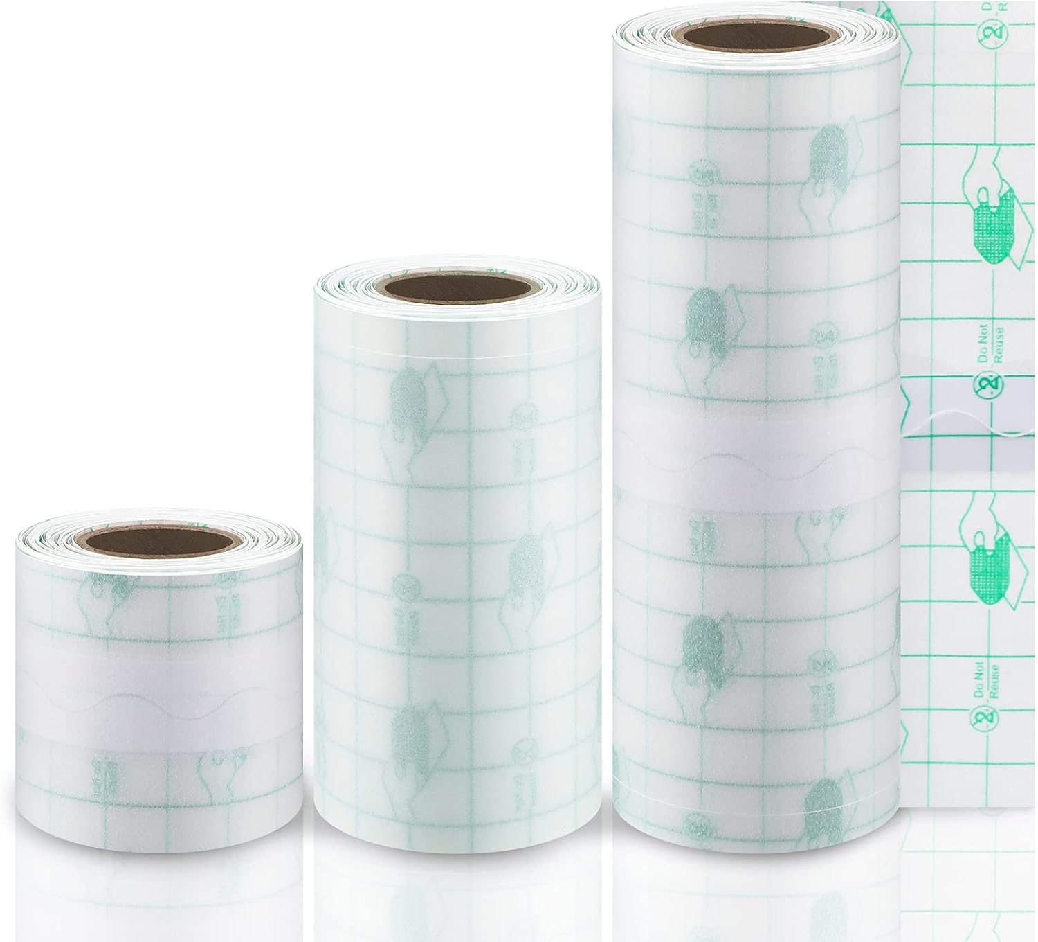 3 rollos de vendaje adhesivo transparente elástico impermeable vendaje adhesivo transparente protector película transparente para ducha, 3 tamaños