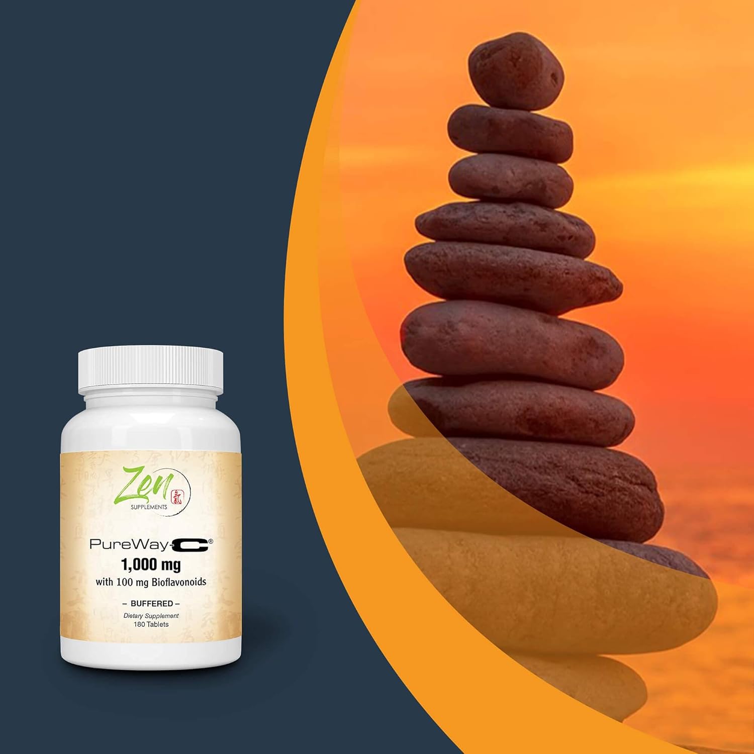 Vitamina C tamponada de 1000 mg, suplemento avanzado de vitamina C con Rose HIPS, complejo bioflavonoide y más, sistema de apoyo inmunológico y