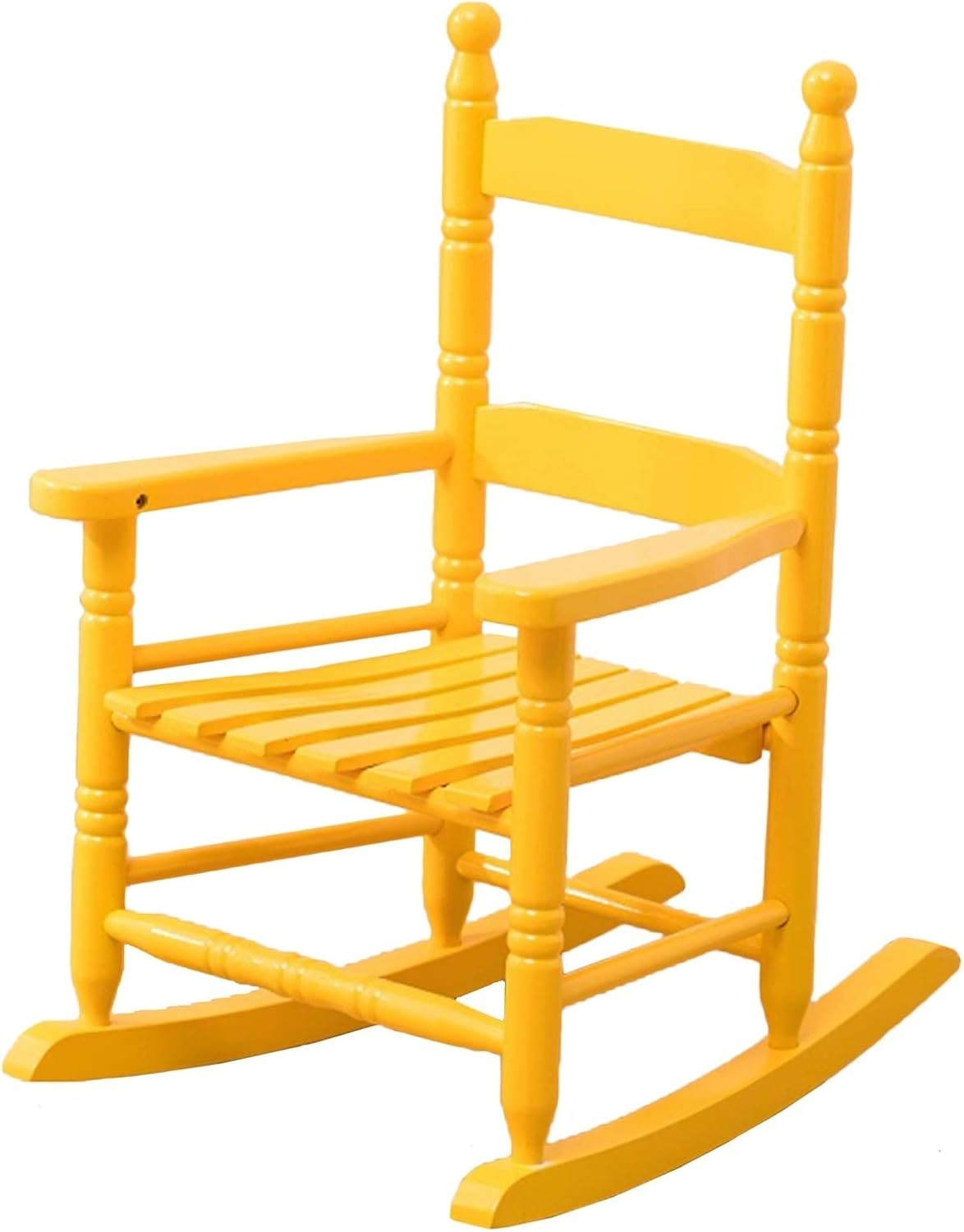 Mecedora amarilla para niños de 2 a 5 años, silla reclinable de madera resistente para dormitorio, jardín, patio, carga de 165.3 lbs  165 libras