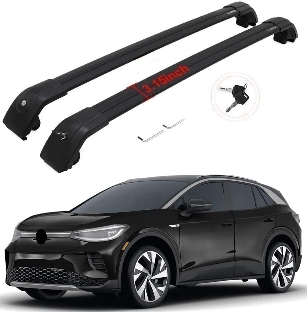 Portaequipajes con cerradura para Volkswagen VW ID.4 2021 2022 2023 2024 Barras transversales portaequipajes (negro)