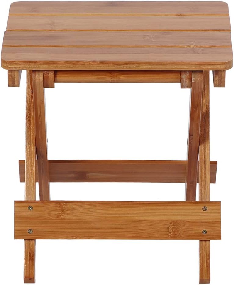 Taburete de asiento de bambú, compacto 11.2 x 7.7 x 12.4 in, taburete plegable de bambú, silla plegable de madera para usar en tu sala de estar,