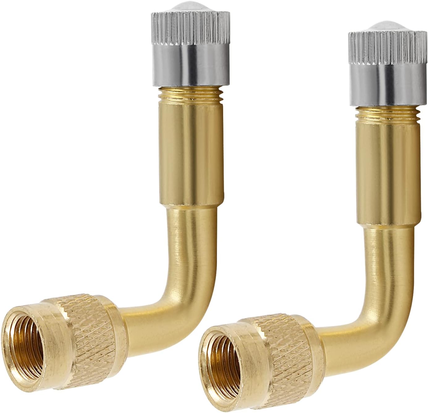 2 extensores de vástago de válvula, extensiones de vástago de válvula de metal de 90 grados, extensión de vástago de válvula de neumático compatible