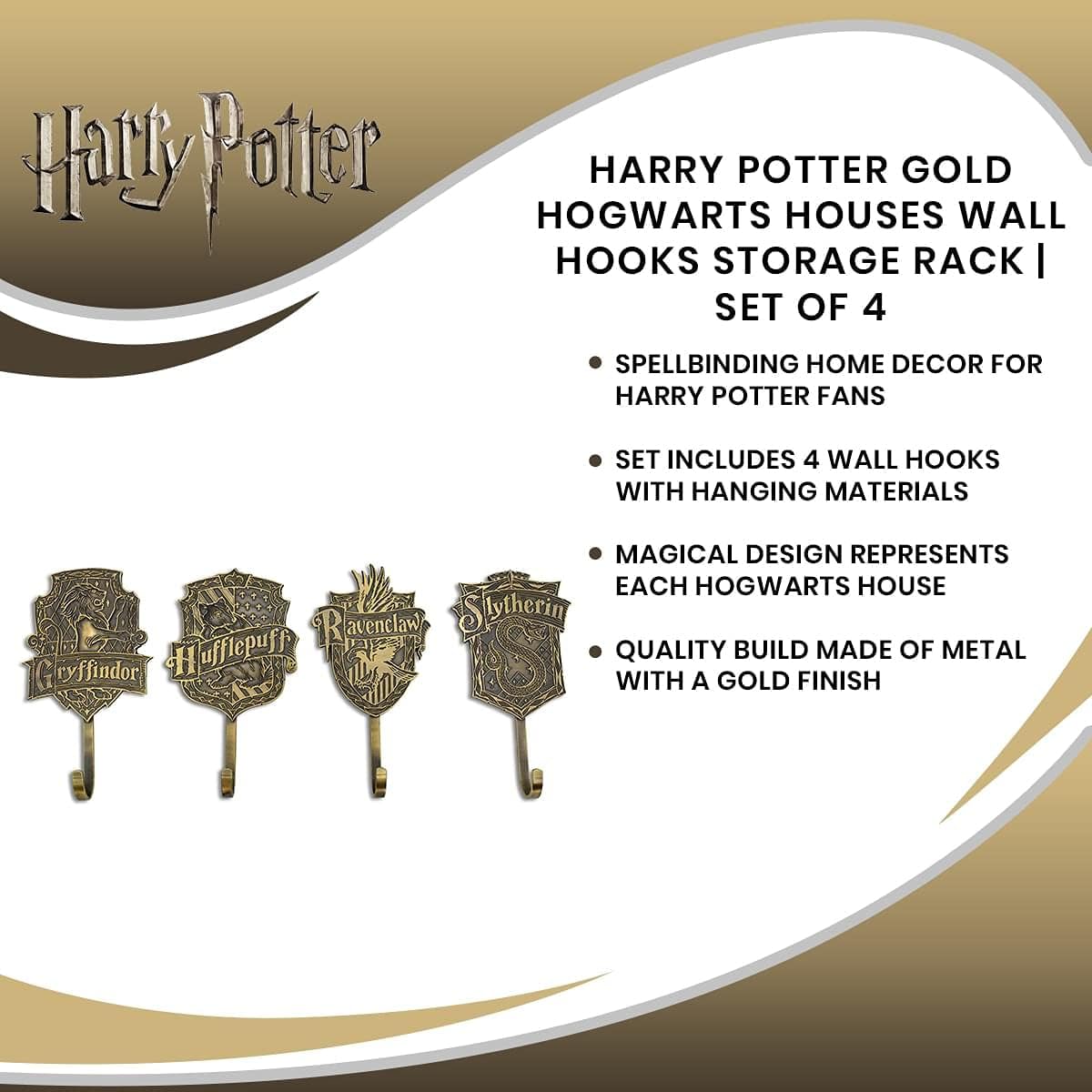 Harry Potter Hogwarts Houses – Estante de almacenamiento de ganchos de pared  Juego de 4