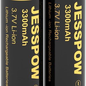 JESSPOW Batería recargable de litio de 3,7 voltios, 3300 mAh de parte superior plana para linterna LED, faro, luces solares, luces de jardín al aire JESSPOW Batería recargable de litio de 3,7 voltios, 3300 mAh de parte superior plana para linterna LED, faro, luces solares, luces de jardín al aire