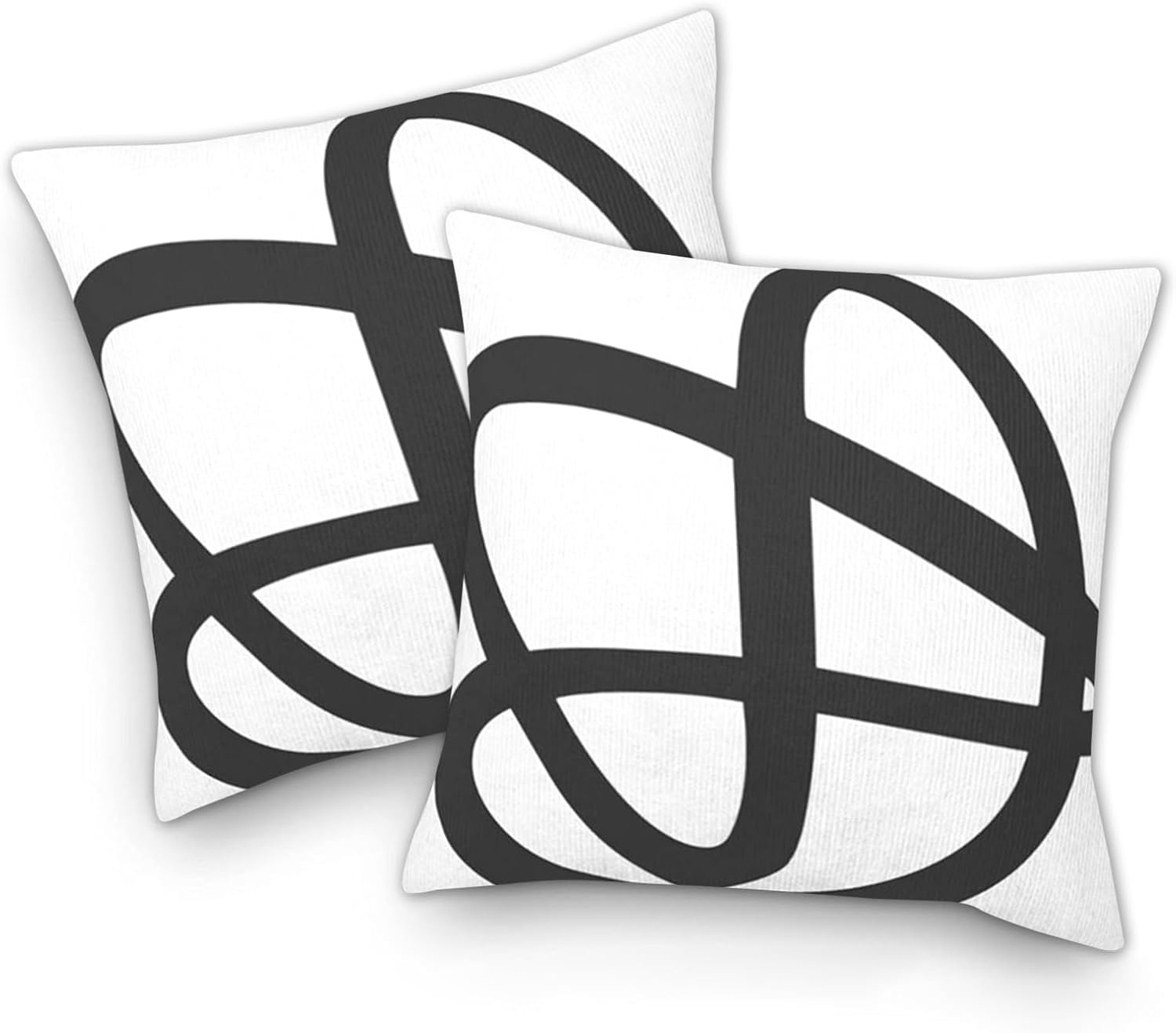 Juego de 2 fundas de almohada cuadradas con cremallera suave, diseño de arte abstracto en blanco y negro, 18 x 18 pulgadas