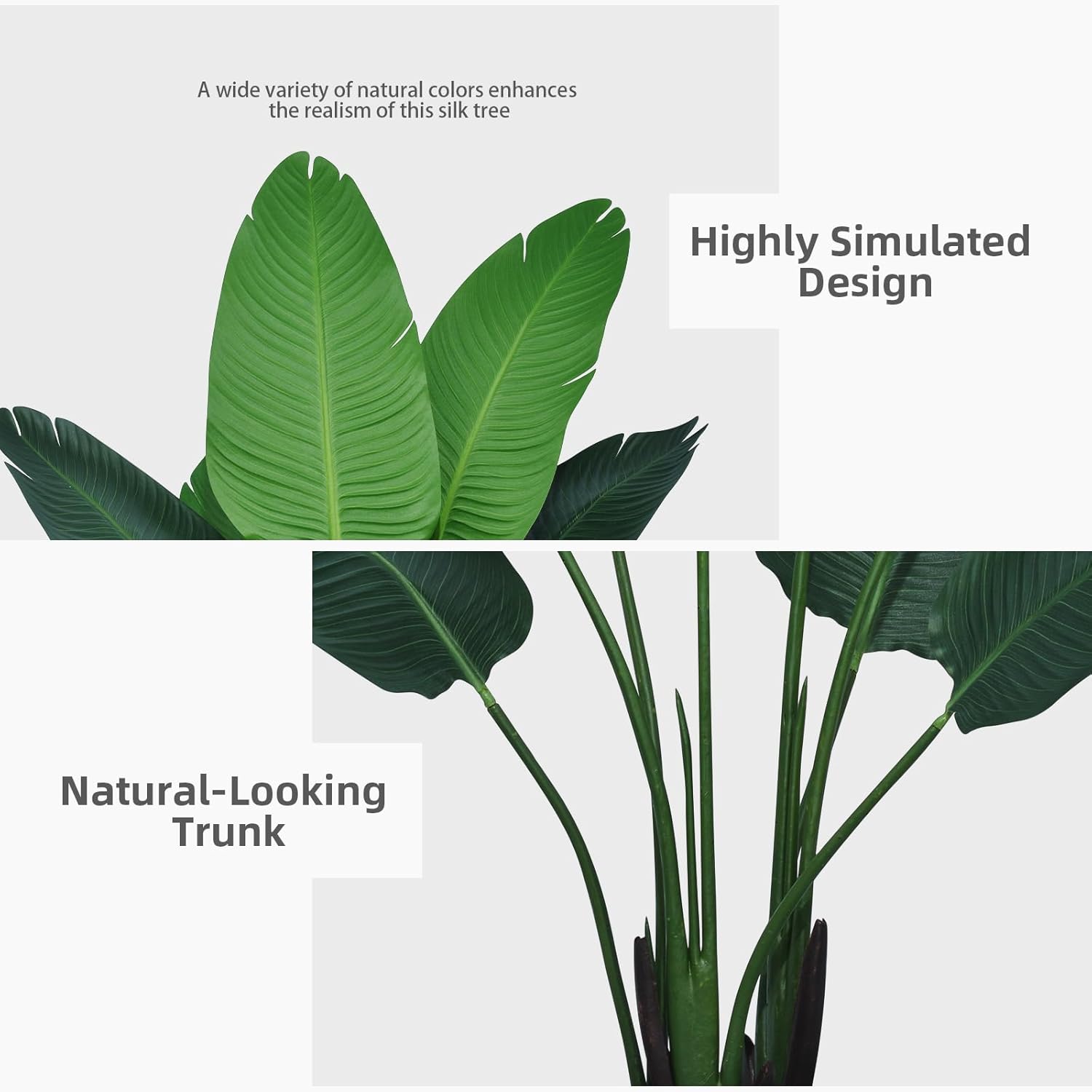 Bird of Paradise – Planta artificial de 5 pies, palmera tropical sintética con maceta alta negra, planta falsa en maceta, árbol de seda artificial