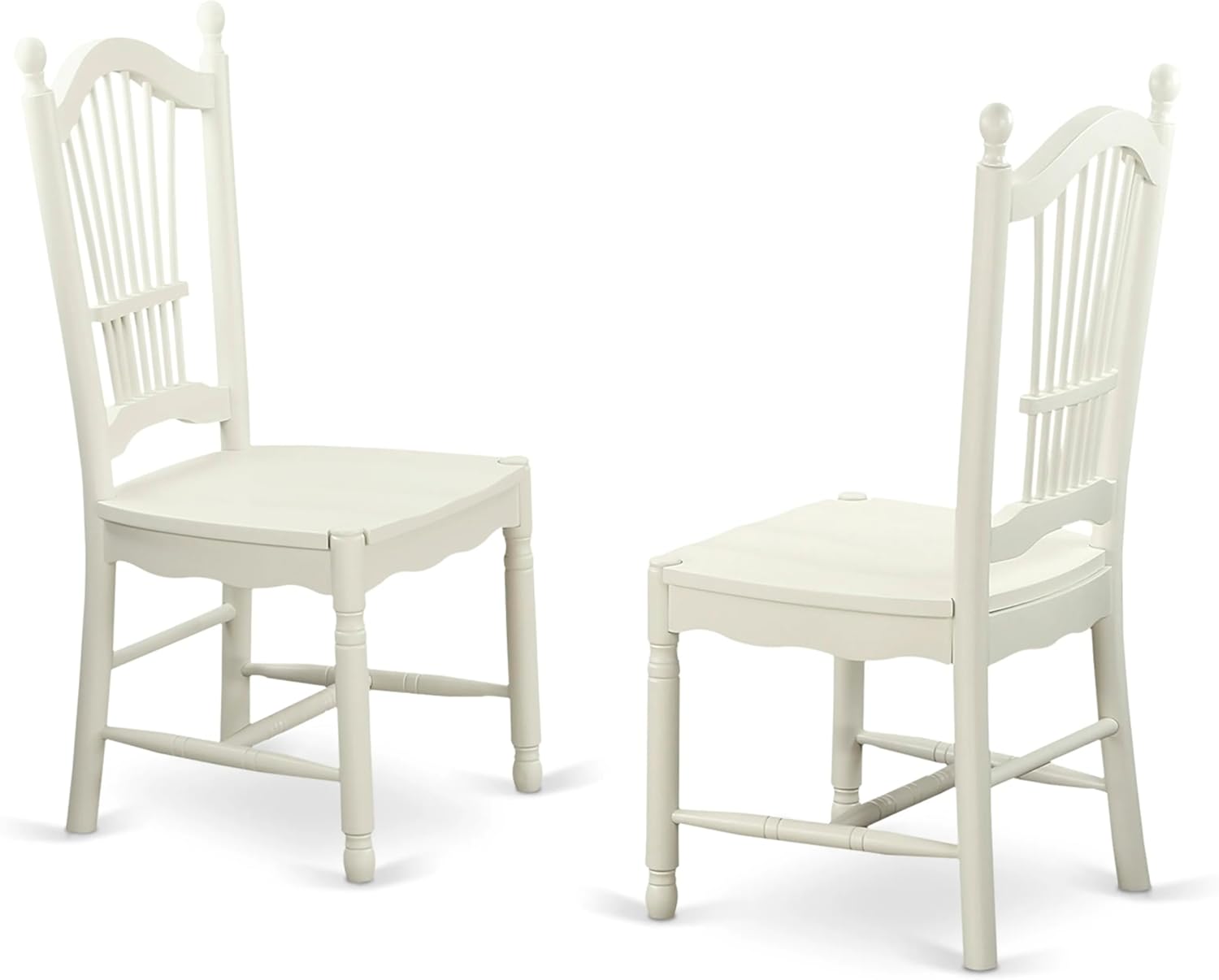 East West Furniture DOC-LWH-W Dover – Sillas de comedor de madera con respaldo de listón, juego de 2, color blanco lino